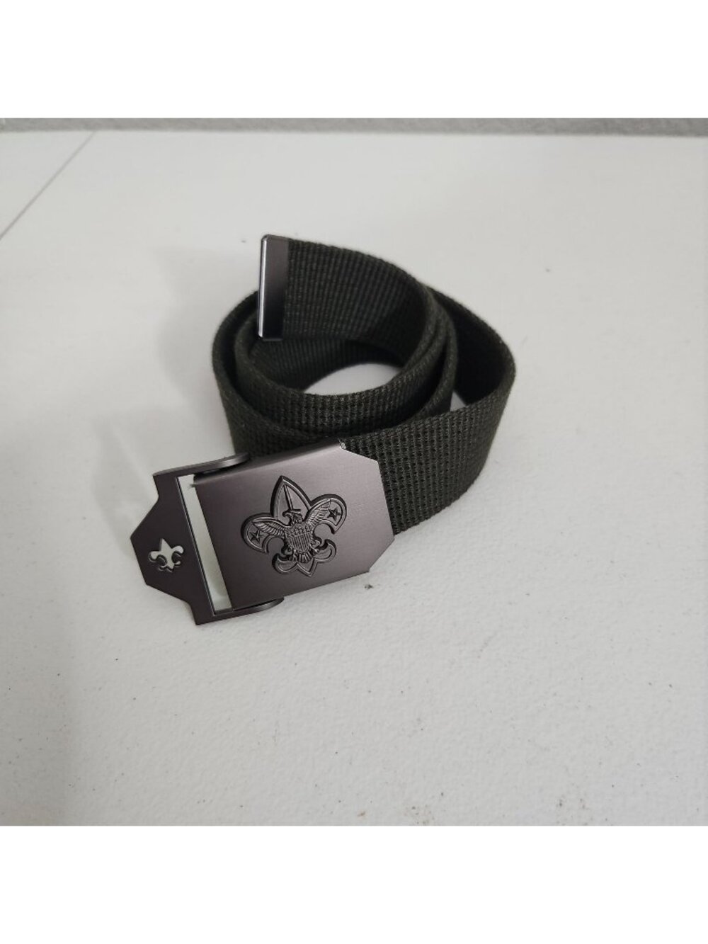 Boy Scouts Of America Adjustable Nylon Belt With Metal Buckle - Olive Green